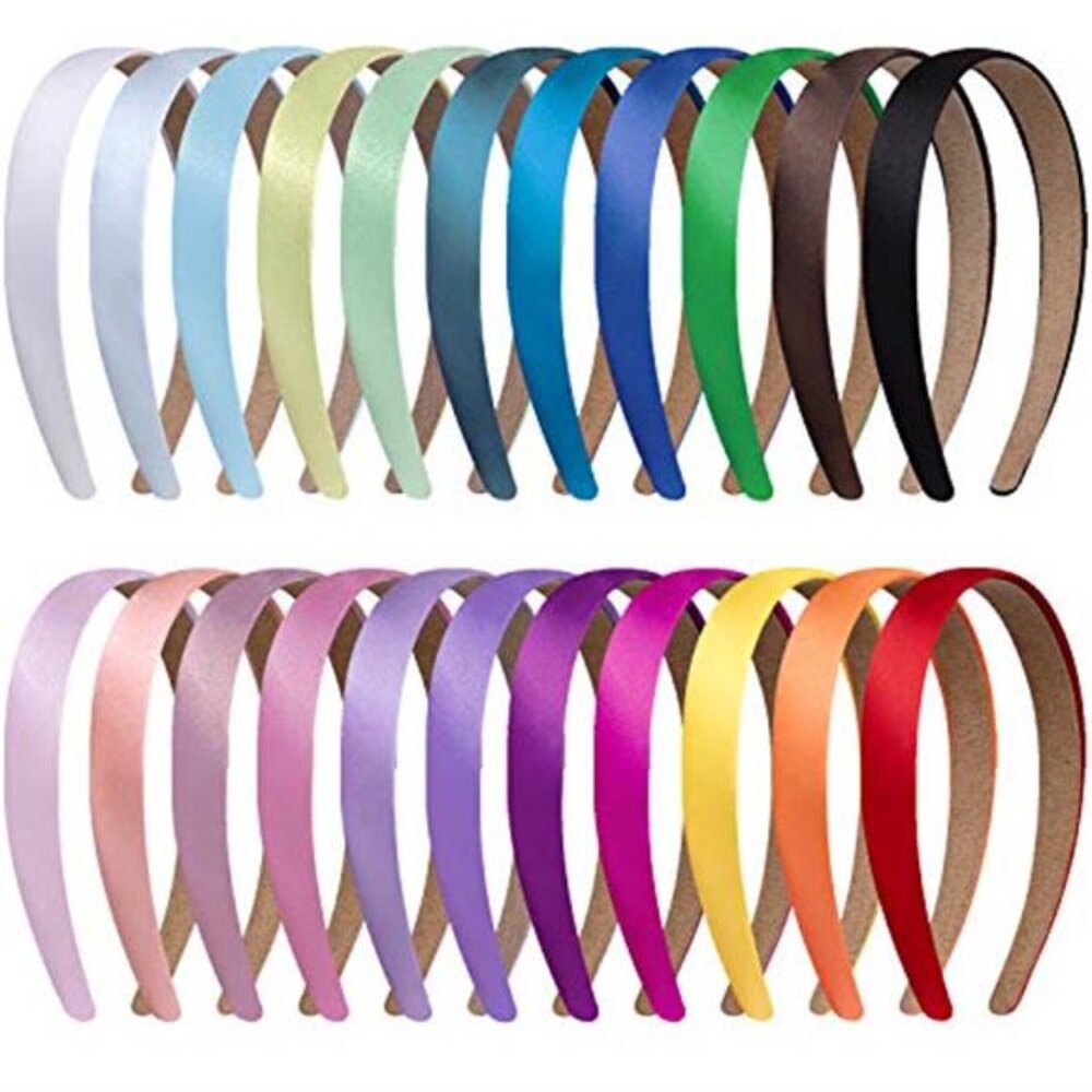 Satin Headbands Set 22 Piece Colorful Non Slip Hair Bands Women Girls DIY